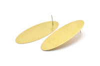 Brass Oval Earring, 2 Raw Brass Oval Stud Earrings (59x24x0.80mm) D0161 A2316