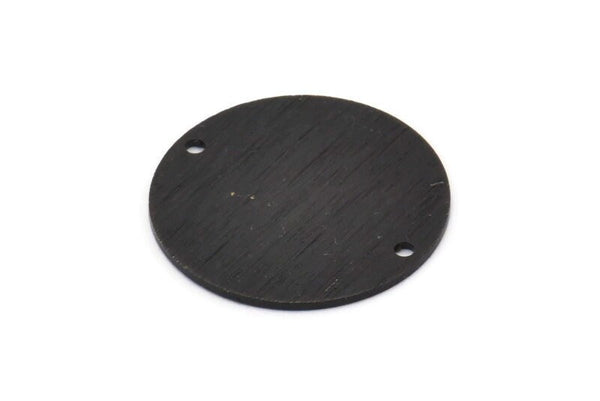 Black Round Connector, 4 Textured Oxidized Black Brass Round Charms With 2 Holes, Stamping Tags (25x0.80mm) M477