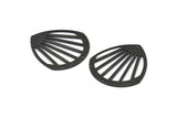 Black Drop Charm, 2 Oxidized Black Brass Drop Charms With 4 Holes, Connectors (36x33x0.80mm) M967