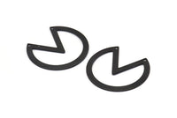Black Circle Charm, 4 Oxidized Black Brass Pizza Slice Pendants With 2 Holes, Findings (37x34x0.80mm) M378