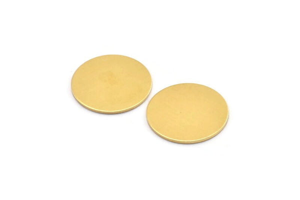 Brass Round Tag, 6 Raw Brass Round Stamping Blanks, Findings (23x1mm) A2121