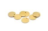 Brass Round Charm, 12 Raw Brass Round Charms With 1 Hole, Blanks (14x1mm) A2114