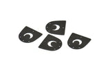 Black Moon Charm, 12 Oxidized Black Brass D Shape Charms With 4 Holes (16x17x0.50mm) M1066