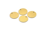 Brass Round Charm, 12 Raw Brass Round Charms With 1 Hole, Blanks (16x1mm) A2116