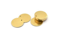 Brass Round Charm, 12 Raw Brass Round Charms With 1 Hole, Blanks (18x1mm) A2118