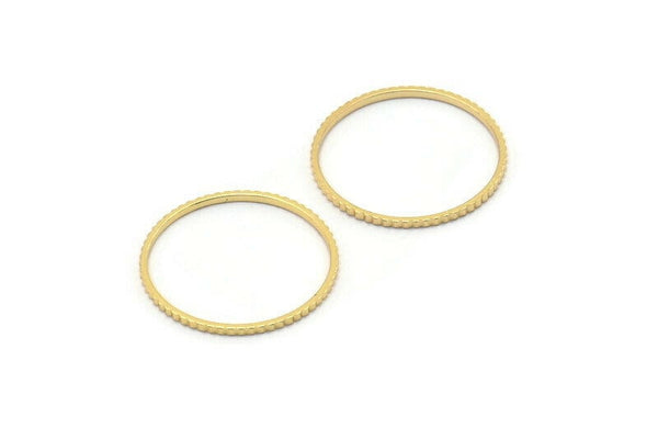 Gold Circle Connectors, 10 Textured Gold Plated Brass Circle Connectors (19x0.8x1mm) BS 2070 Q1031