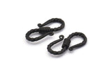 Black Textured Hooks, 5 Textured Oxidized Black Brass Hooks With 2 Loops (20x10x3mm) BS 2397 H1381