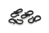 Black Textured Hooks, 5 Textured Oxidized Black Brass Hooks With 2 Loops (20x10x3mm) BS 2397 H1381