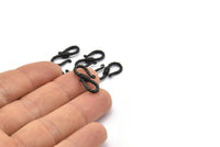 Black Textured Hooks, 5 Textured Oxidized Black Brass Hooks With 2 Loops (20x10x3mm) BS 2397 H1381
