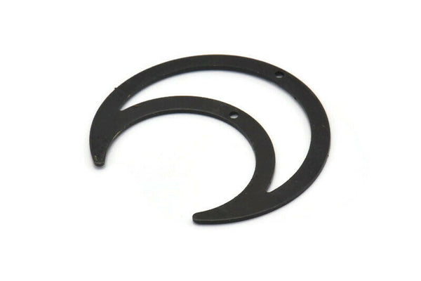 Black Moon Charm, 4 Oxidized Black Brass Crescent Moon Charms With 2 Holes, Pendants (42x16x0.80mm) M439 S1209