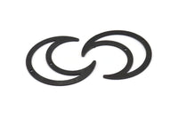 Black Moon Charm, 4 Oxidized Black Brass Crescent Moon Charms With 2 Holes, Pendants (42x16x0.80mm) M439 S1209