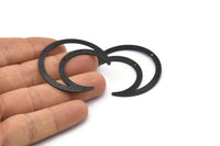 Black Moon Charm, 4 Oxidized Black Brass Crescent Moon Charms With 2 Holes, Pendants (42x16x0.80mm) M439 S1209