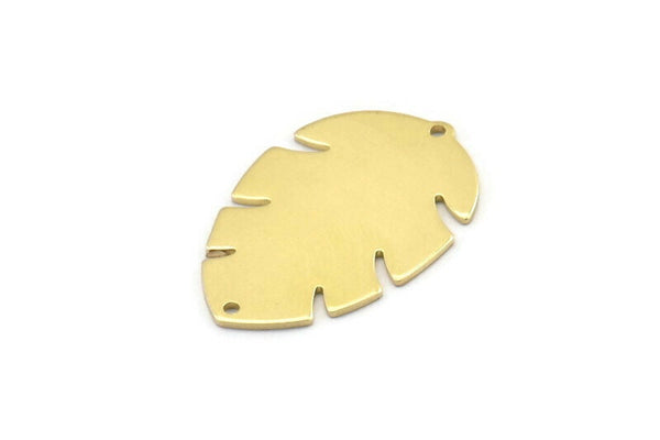 Brass Leaf Charm, 8 Raw Brass Leaf Charms With 2 Holes, Leaf Charm Earrings (30x20x0.80mm) M01688