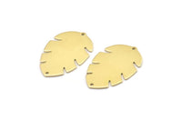 Brass Leaf Charm, 8 Raw Brass Leaf Charms With 2 Holes, Leaf Charm Earrings (30x20x0.80mm) M01688