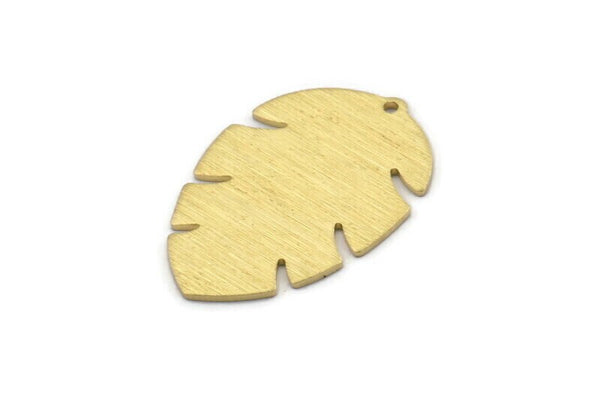 Brass Leaf Charm, 8 Textured Raw Brass Leaf Charms With 1 Hole, Leaf Charm Earrings (30x20x0.80mm) M01761