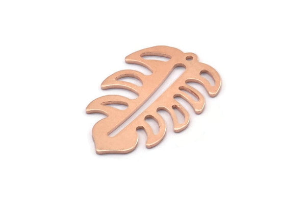 Copper Leaf Charm, 8 Raw Copper Leaf Charms With 1 Hole, Leaf Charm Earrings (30x20x0.80mm) M01720