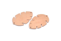 Bakır Yaprak Tılsımı, 2 Delikli 8 Ham Bakır Yaprak Tılsımı, Yaprak Tılsımı Küpeleri (30x20x0,80 mm) M01727