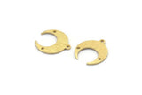 Brass Moon Charm, 12 Textured Raw Brass Crescent Moon With 1 Loop And 2 Holes, Earrings (16x14x0.80mm) M01789