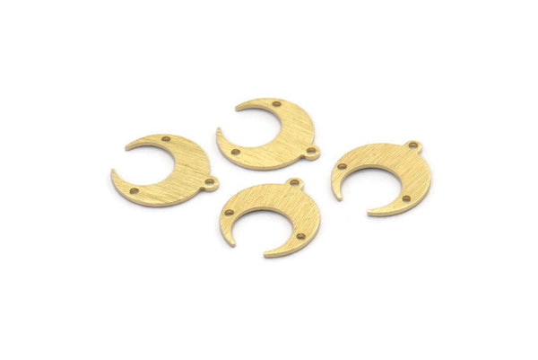 Brass Moon Charm, 12 Textured Raw Brass Crescent Moon With 1 Loop And 2 Holes, Earrings (16x14x0.80mm) M01789