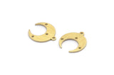 Brass Moon Charm, 12 Textured Raw Brass Crescent Moon With 1 Loop And 3 Holes, Earrings (16x14x0.80mm) M01788