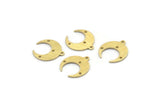 Brass Moon Charm, 12 Textured Raw Brass Crescent Moon With 1 Loop And 3 Holes, Earrings (16x14x0.80mm) M01788