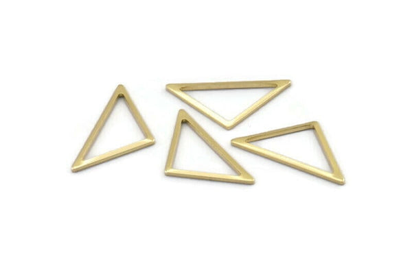 Pirinç Üçgen Charm, 24 Ham Pirinç Açık Üçgen Halka Charm (25x13x1mm) M01696
