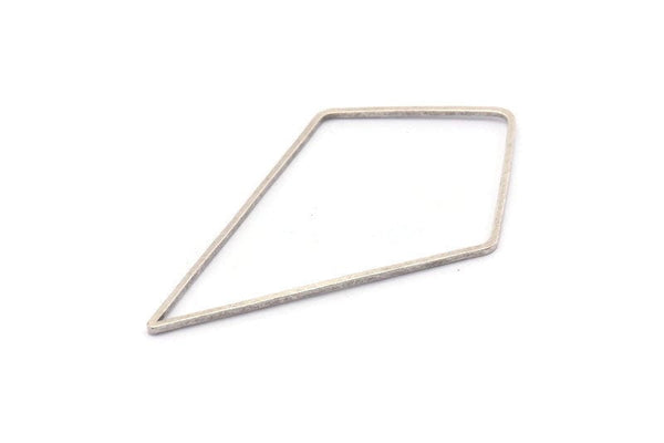 Silver Diamond Charm, 12 Antique Silver Plated Brass Diamond Ring Charms, Connectors, Findings (60x34x1mm) D1284 H1293