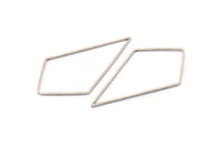Silver Diamond Charm, 12 Antique Silver Plated Brass Diamond Ring Charms, Connectors, Findings (60x34x1mm) D1284 H1293