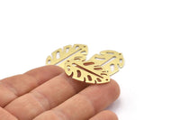 Brass Leaf Charm, 8 Raw Brass Leaf Charms With 2 Holes, Leaf Charm Earrings (30x20x0.80mm) M01678