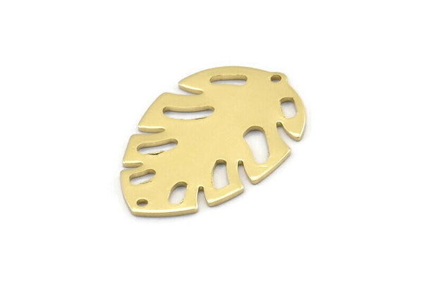 Brass Leaf Charm, 8 Raw Brass Leaf Charms With 2 Holes, Leaf Charm Earrings (30x20x0.80mm) M01735