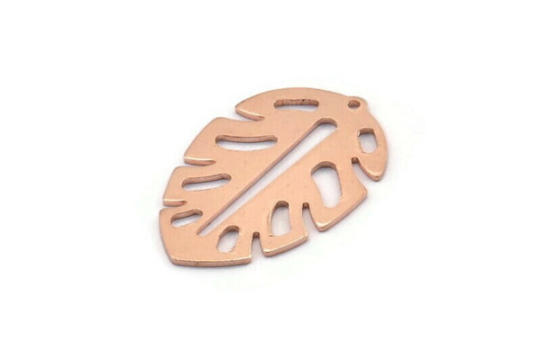 Bakır Yaprak Tılsımı, 1 Delikli 8 Ham Bakır Yaprak Tılsımı, Yaprak Tılsımı Küpeleri (30x20x0,80 mm) M01723