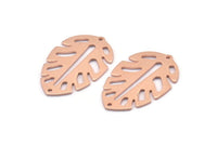 Bakır Yaprak Tılsımı, 2 Delikli 8 Ham Bakır Yaprak Tılsımı, Yaprak Tılsımı Küpeleri (30x20x0,80 mm) M01722