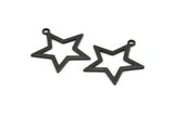 Black Star Charm, 4 Oxidized Black Brass Star Charms With 1 Loop (29x26x1mm) BS 2190 H1291