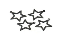 Black Star Charm, 4 Oxidized Black Brass Star Charms With 1 Loop (29x26x1mm) BS 2190 H1291