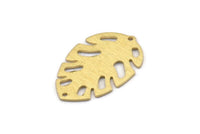 Brass Leaf Charm, 8 Textured Raw Brass Leaf Charms With 2 Holes, Leaf Charm Earrings (30x20x0.80mm) M01760