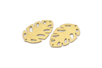 Brass Leaf Charm, 8 Textured Raw Brass Leaf Charms With 2 Holes, Leaf Charm Earrings (30x20x0.80mm) M01760