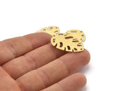 Brass Leaf Charm, 8 Textured Raw Brass Leaf Charms With 2 Holes, Leaf Charm Earrings (30x20x0.80mm) M01760