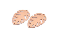 Bakır Yaprak Tılsımı, 2 Delikli 8 Ham Bakır Yaprak Tılsımı, Yaprak Tılsımı Küpeleri (30x20x0,80 mm) M01725