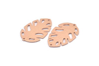 Bakır Yaprak Tılsımı, 2 Delikli 8 Ham Bakır Yaprak Tılsımı, Yaprak Tılsımı Küpeleri (30x20x0,80 mm) M01725