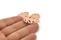 Bakır Yaprak Tılsımı, 2 Delikli 8 Ham Bakır Yaprak Tılsımı, Yaprak Tılsımı Küpeleri (30x20x0,80 mm) M01725