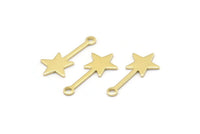 Brass Star Charm, 50 Raw Brass Star Charms With 1 Loop (20x9x0.80mm) M02050
