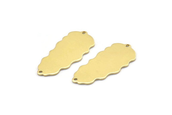Brass Leaf Charm, 8 Raw Brass Leaf Charms With 2 Holes, Leaf Charm Earrings (30x13x0.80mm) M01684