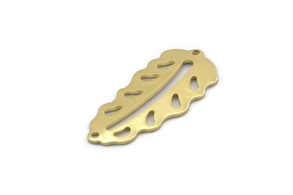 Brass Leaf Charm, 8 Raw Brass Leaf Charms With 2 Holes, Leaf Charm Earrings (30x13x0.80mm) M01751