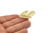 Brass Leaf Charm, 8 Raw Brass Leaf Charms With 2 Holes, Leaf Charm Earrings (30x13x0.80mm) M01751
