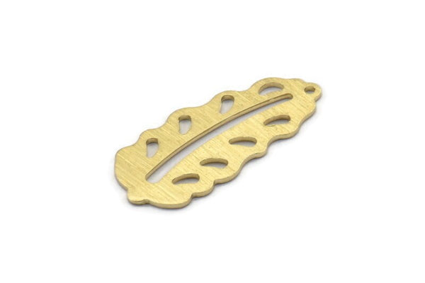 Brass Leaf Charm, 8 Textured Raw Brass Leaf Charms With 1 Hole, Leaf Charm Earrings (30x13x0.80mm) M01766