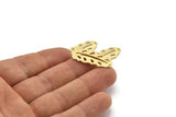 Brass Leaf Charm, 8 Textured Raw Brass Leaf Charms With 1 Hole, Leaf Charm Earrings (30x13x0.80mm) M01766