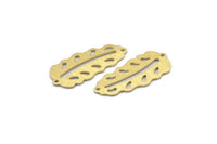 Pirinç Yaprak Tılsımı, 2 Delikli 8 Dokulu Ham Pirinç Yaprak Tılsımı, Yaprak Tılsımı Küpeleri (30x13x0,80 mm) M01818