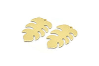 Pirinç Yaprak Tılsımı, 1 Delikli 8 Ham Pirinç Yaprak Tılsımı, Yaprak Tılsımı Küpeleri (30x20x0,80 mm) M01730