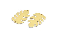 Pirinç Yaprak Tılsımı, 2 Delikli 8 Ham Pirinç Yaprak Tılsımı, Yaprak Tılsımı Küpeleri (30x20x0,80 mm) M01732