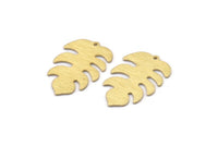 Brass Leaf Charm, 8 Textured Raw Brass Leaf Charms With 1 Hole, Leaf Charm Earrings (30x20x0.80mm) M01773